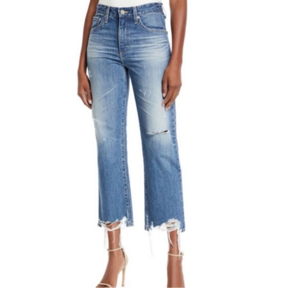 AG Adriano Goldschmied distressed ankle THE RHETT Straight Denim Jeans 26